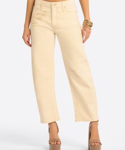 JS Jessica Simpson Austin Darted Barrel Jean in Undyed Natural