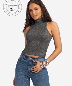 Jessica Simpson 2.0 Asha Shimmer Top in Black