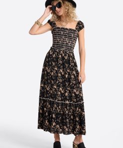 Clarice Maxi Dress in Obsidian Wispy Ditsies