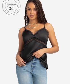 Jessica Simpson 2.0 Emmy Lace Trim Cami in Black