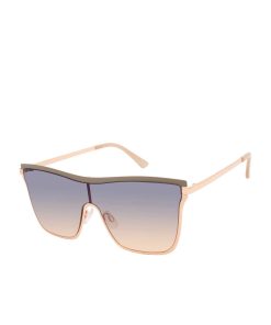 Chic Metal Square Shield Sunglasses in Nude & Rose Gold