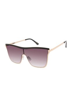 Chic Metal Square Shield Sunglasses in Black & Gold