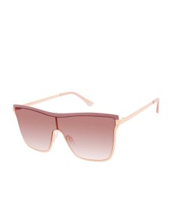 Chic Metal Square Shield Sunglasses in Rose Gold & Rose