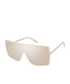 Square Shield Metal Temple Sunglasses in Rose Gold