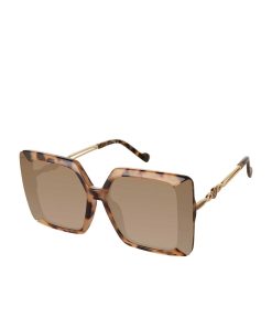 Glamorous Square Metal Temple Sunglasses in Tortoise