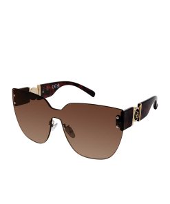 Rimless Cat Eye Shield Sunglasses in Tortoise