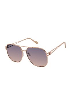 Roped Metal Geometric Aviator Sunglasses in Rose Gold
