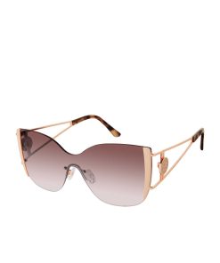 Metal Cat Eye Shield Sunglasses in Rose Gold