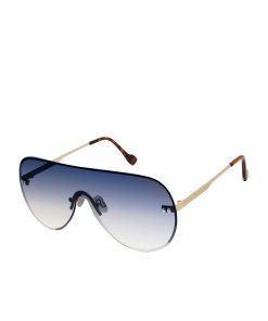 Rimless Metal Aviator Shield Sunglasses in Gold