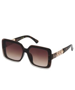 Glamorous Square Shield Sunglasses in Tortoise
