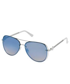 Chic Aviator Pilot Sunglasses in Silver & White