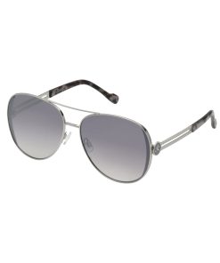 Stylish Metal Aviator Sunglasses in Silver & Tortoise