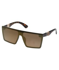 Oversized Square Shield Sunglasses in Tortoise