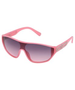 Wrap-Around Shield Sunglasses in Cream & Pink