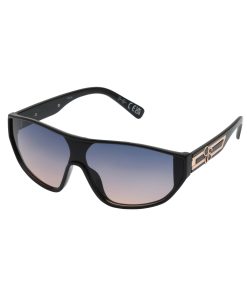 Wrap-Around Shield Sunglasses in Black