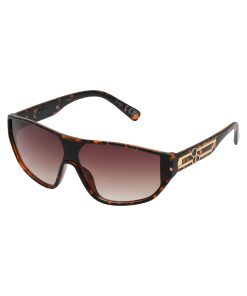 Wrap-Around Shield Sunglasses in Tortoise
