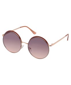 Vintage Round Metal Sunglasses in Rose Gold & Tan