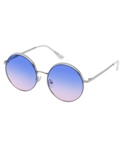 Vintage Metal Round Sunglasses in Silver & White