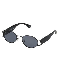 Retro Vintage Metal Oval Sunglasses in Black