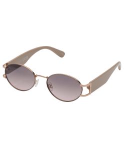 Retro Vintage Metal Oval Sunglasses in Nude