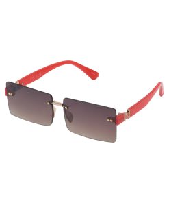 Sleek Rectangular Metal Sunglasses in Gold & Milky Coral