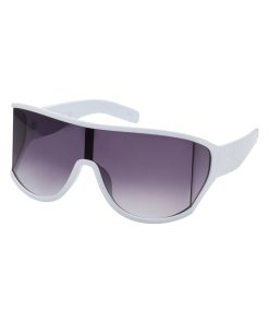 Oversized Square Wrap Shield Sunglasses in White