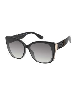 Embossed Temple Cat-Eye Sunglasses in Black