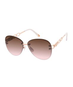 Chic Rimless Aviator Sunglasses in Rose Gold & Rose