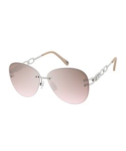 Chic Rimless Aviator Sunglasses in Silver & Cream