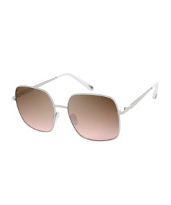 Glam Metal Square Sunglasses in Silver & White