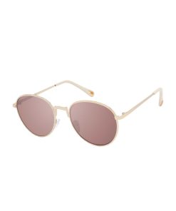 Stylish Metal Round Sunglasses in Matte Champagne