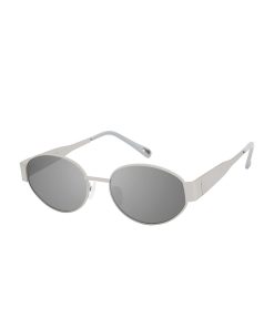 Slim Metal Oval Sunglasses in Matte Silver