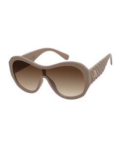 Stylish Oversized Shield Sunglasses in Horn Brown