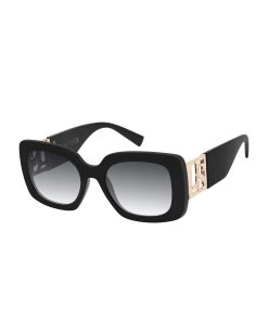 Glamorous Square Logo Temple Sunglasses in Black