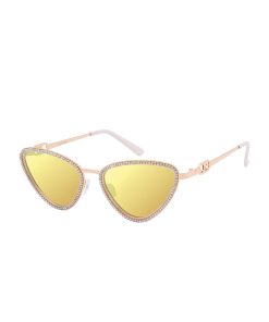Triangle Crystal Encrusted Aviator Sunglasses in Rose Gold