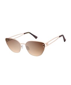 Metal Cutout Cat Eye Sunglasses in Gold Tortoise