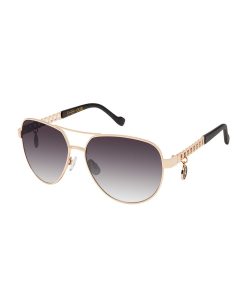Chain Aviator Detail Sunglasses in Gold Black