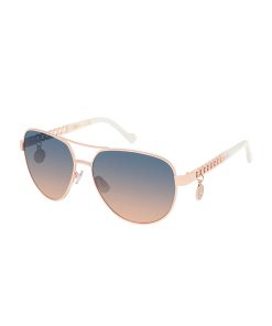 Chain Aviator Detail Sunglasses in Rose Gold