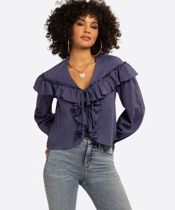 JS Jessica Simpson Daphne Blouse in Deep Cobalt