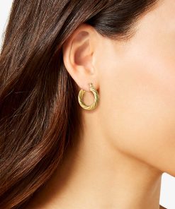 Thick Twisted Hoop Earrings in Gold