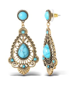 Turquoise Stone Filigree Earrings