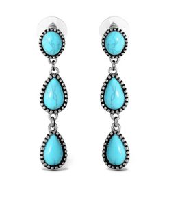 Three Stone Drop Earrings