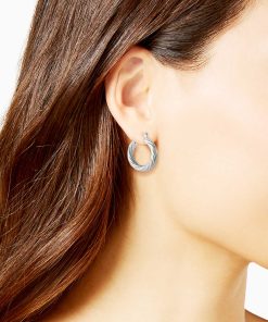 Thick Twisted Hoop Earrings in Silver
