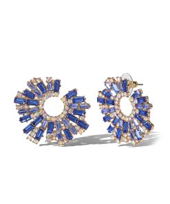 Sunburst Blue Crystal Earrings