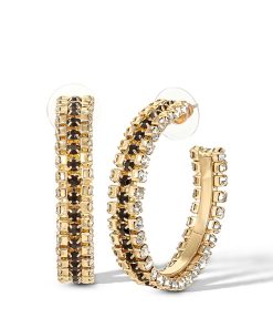 Black And White Crystal Hoop Earrings
