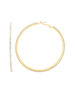 Gold-Tone Crystal Pave Hoop Earrings