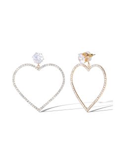 Heart-Shaped Crystal Drop Earrings