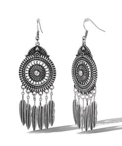 Antique Feather Drop Earrings