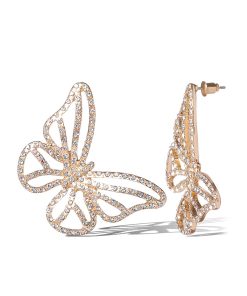 Crystal-Studded Butterfly Earrings