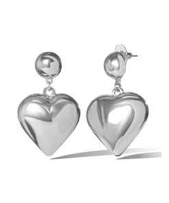 Bold Puff Heart Drop Earrings